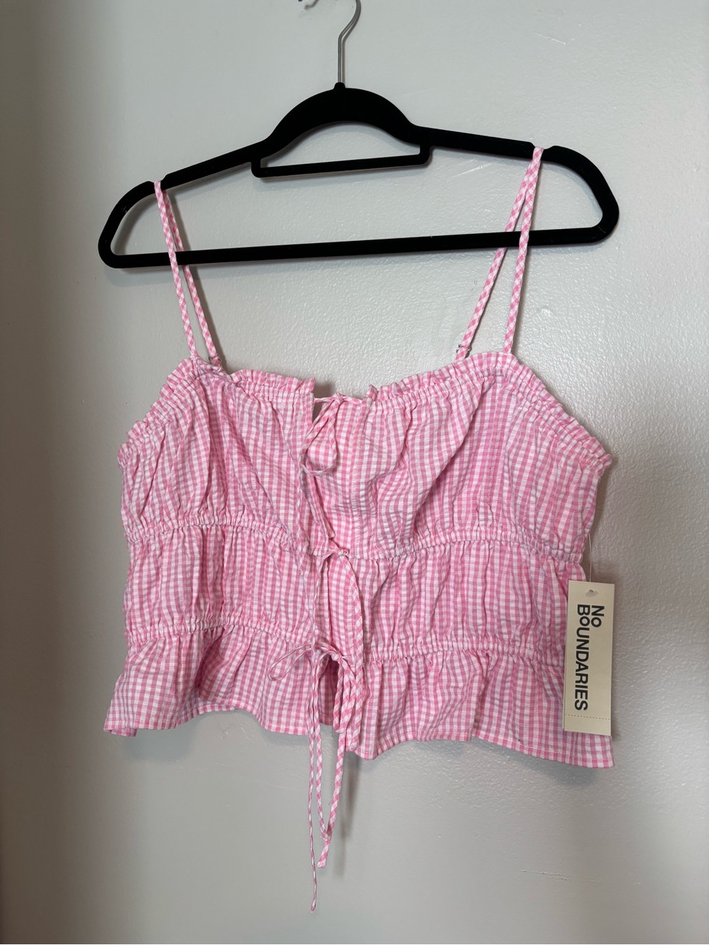 No Boundaries Pink Gingham Tie-Front Camisole Top and Skirt Set!!!